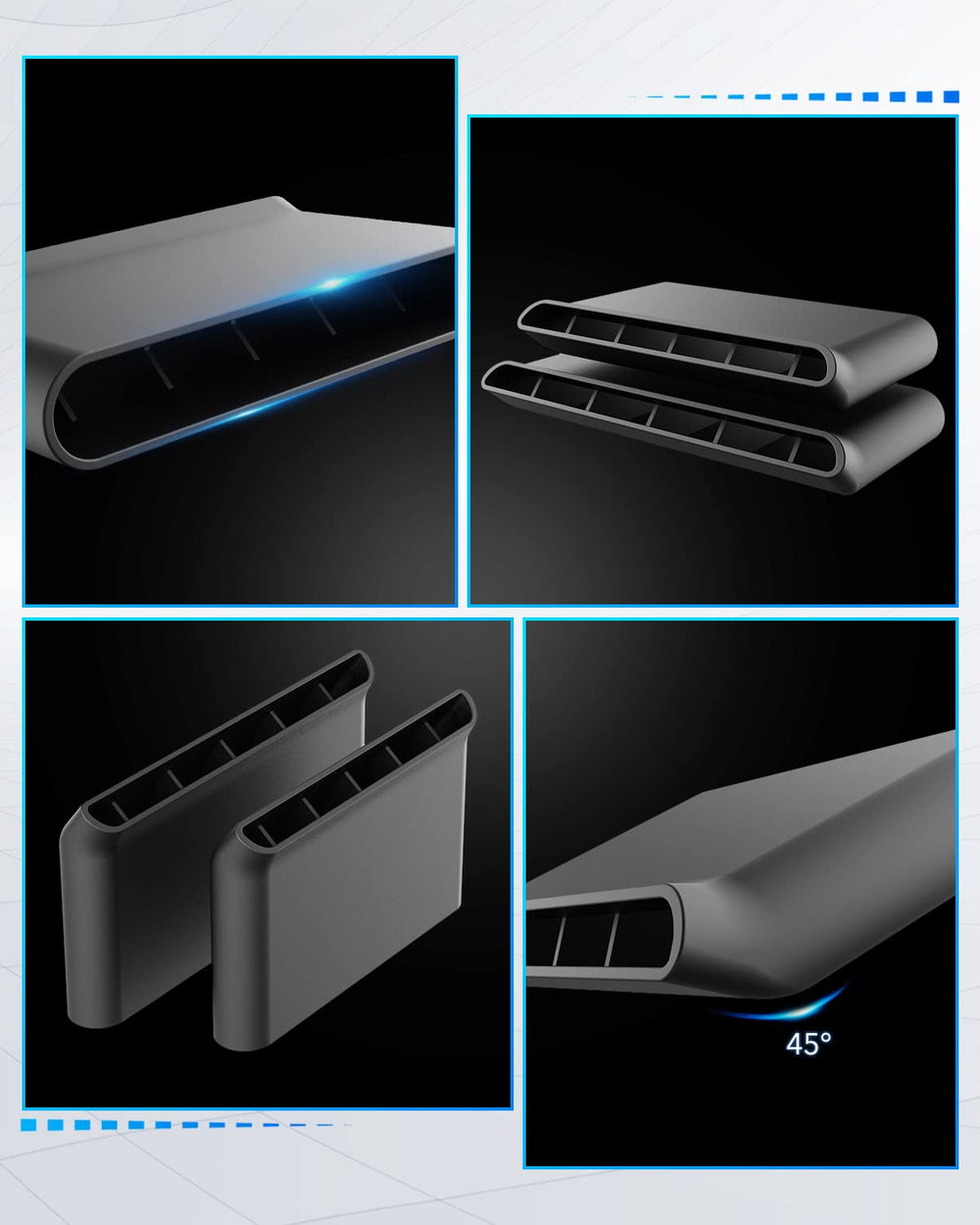 Two-piece OXILAM set for driver and passenger rear vents for tailored airflow