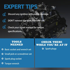 OYEAUTO UF549 coil pack box includes warranty information.