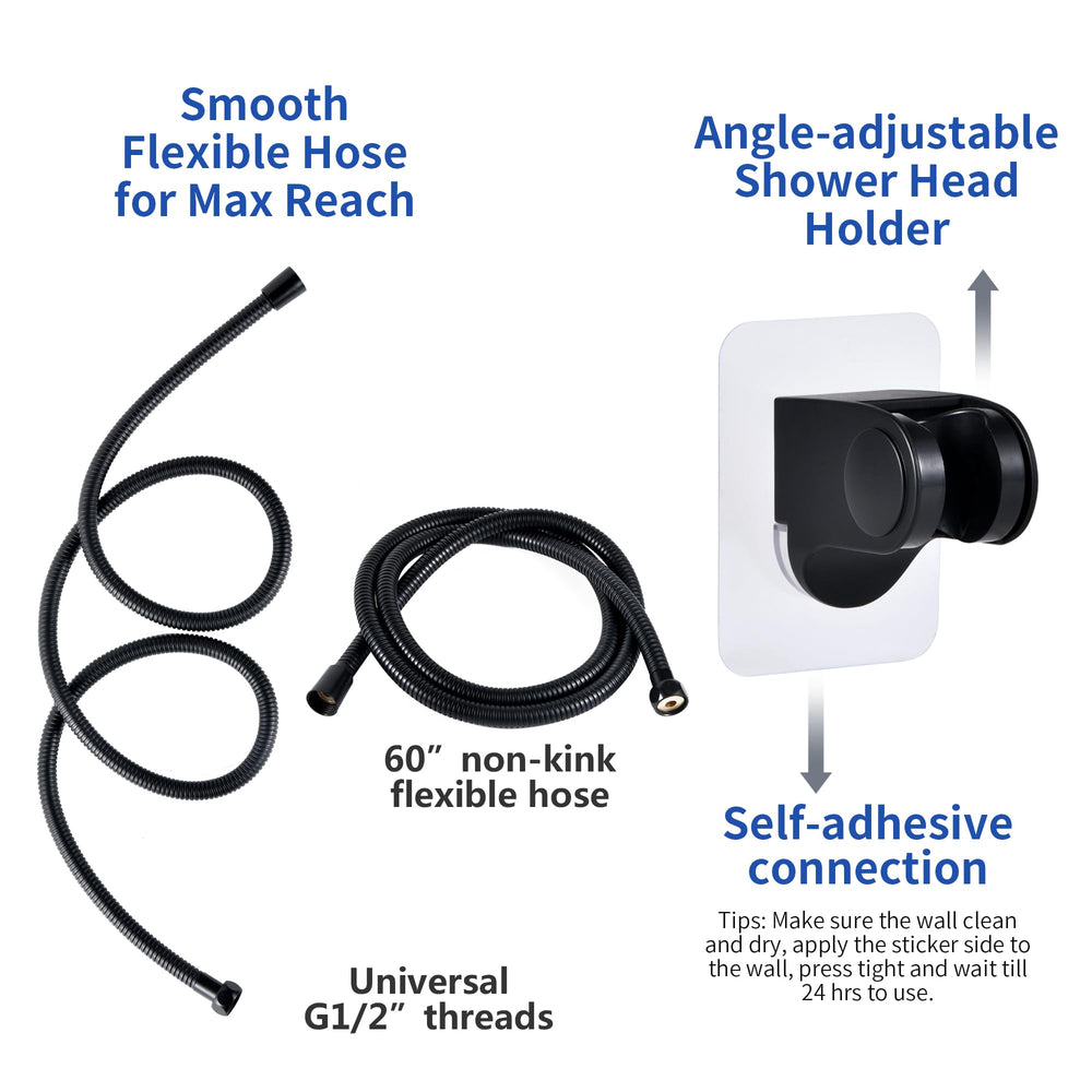 OYMOV matte black shower head with durable finish