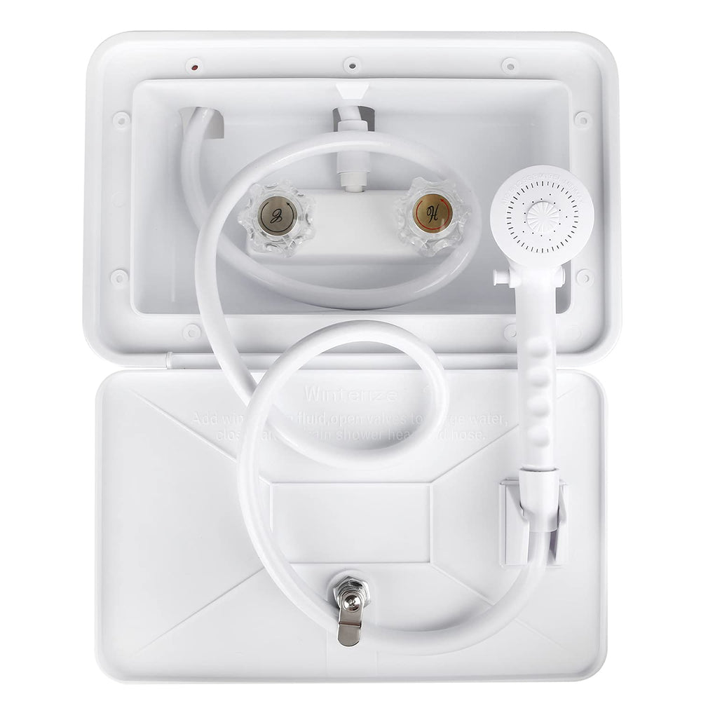 OYMOV exterior shower box with lock for secure RV cleaning
