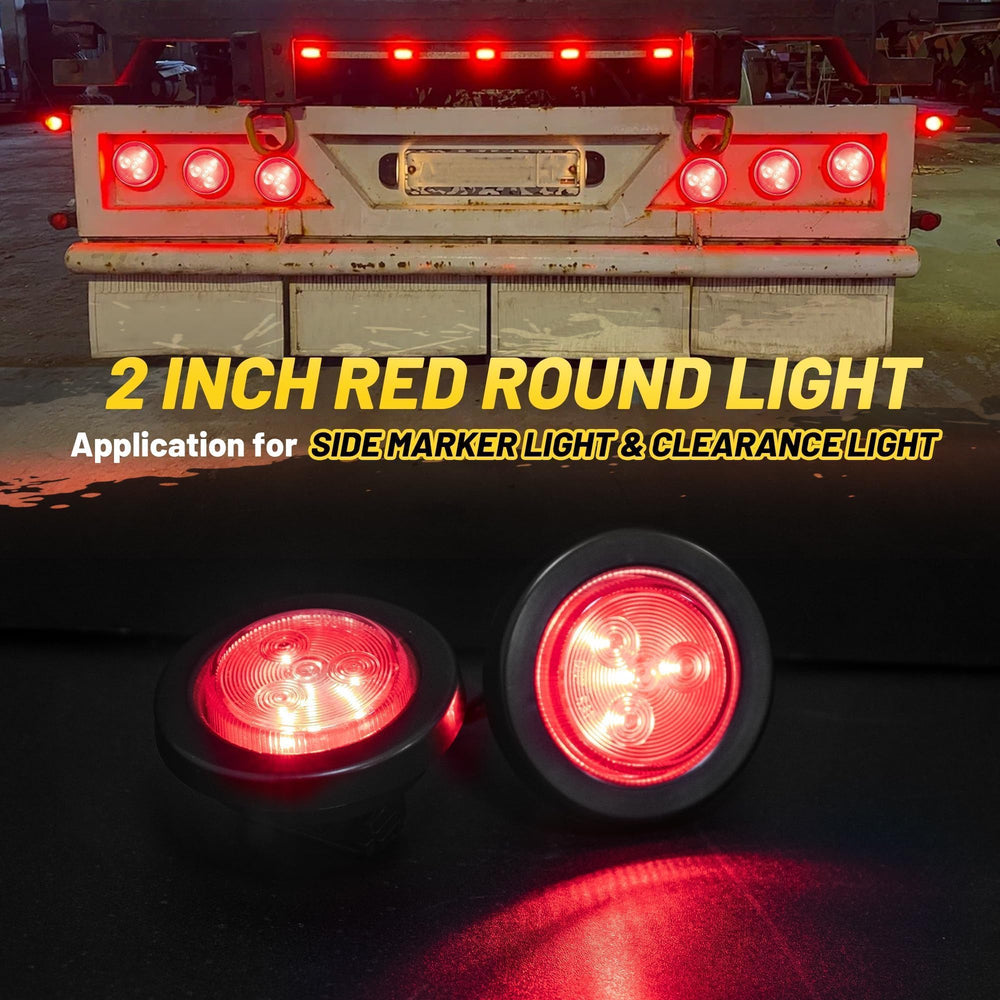 Oyviny 2-inch red LED side marker light wiring close-up illustrating simple electrical connection.