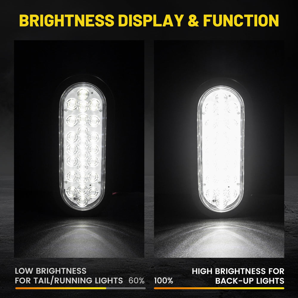 Oyviny 6-inch oval LED trailer light rear view showing 24 LEDs for clear reverse signals.