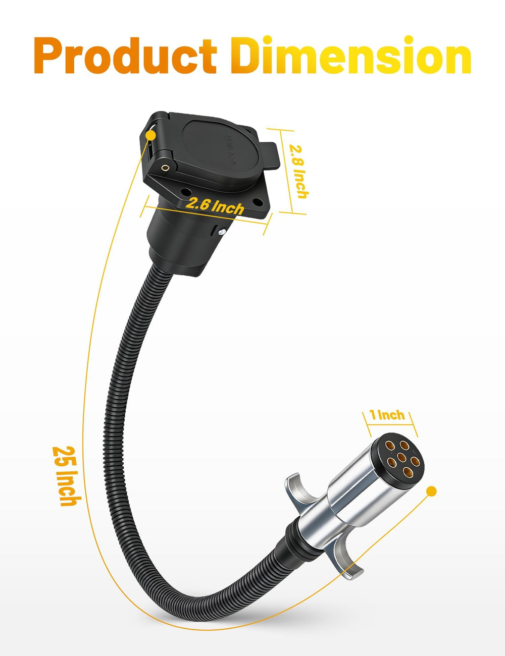 Oyviny durable 6-pin to 7-pin unit supports reliable brake and signal lighting.
