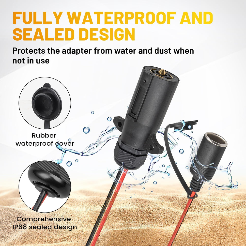 Oyviny adapter powering car refrigerator, air compressor, camping lights