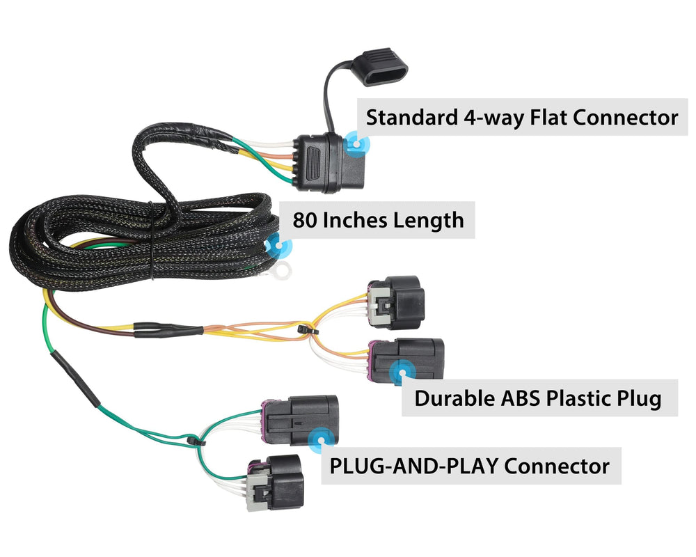 Oyviny 80-inch wiring length offers flexible routing for tidy trailer wiring.