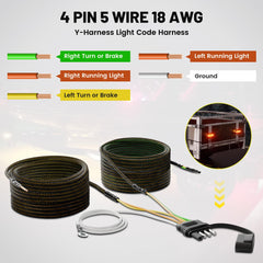 Oyviny color-coded wires simplify connecting brake lights and turn signals.