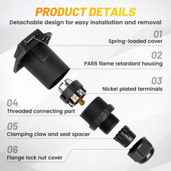 Oyviny detachable vehicle-side 7-way connector enabling quick installation and secure towing.