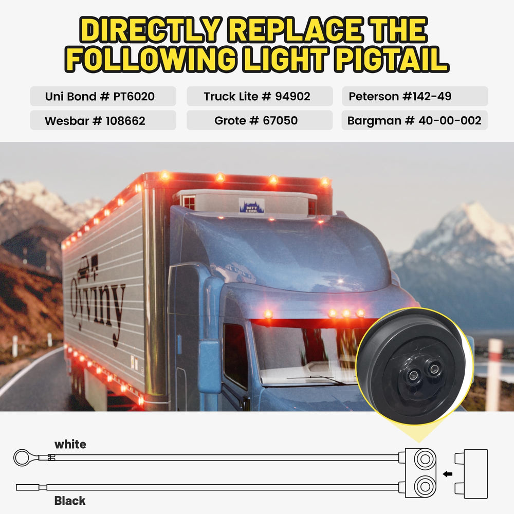 Oyviny PL-10 2-pin plug mounted at the back of a trailer light.