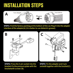 Plug-and-play design of Oyviny trailer adapter simplifies connections without cutting.