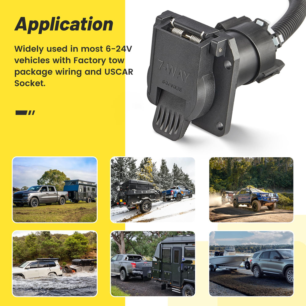 Oyviny replacement trailer plug in use with a pickup and travel trailer