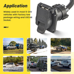 Oyviny replacement trailer plug in use with a pickup and travel trailer