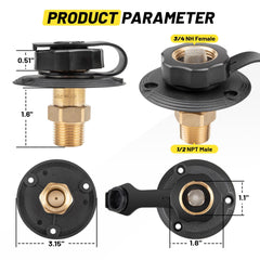Oyviny compatibility with standard RV hoses for flexible connections