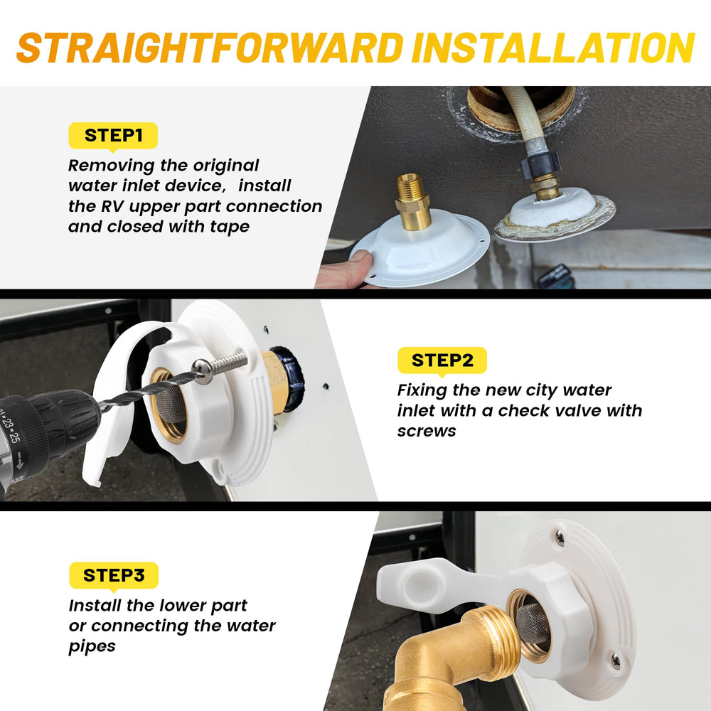 Oyviny RV city water inlet sealing tape ensures a tight seal.