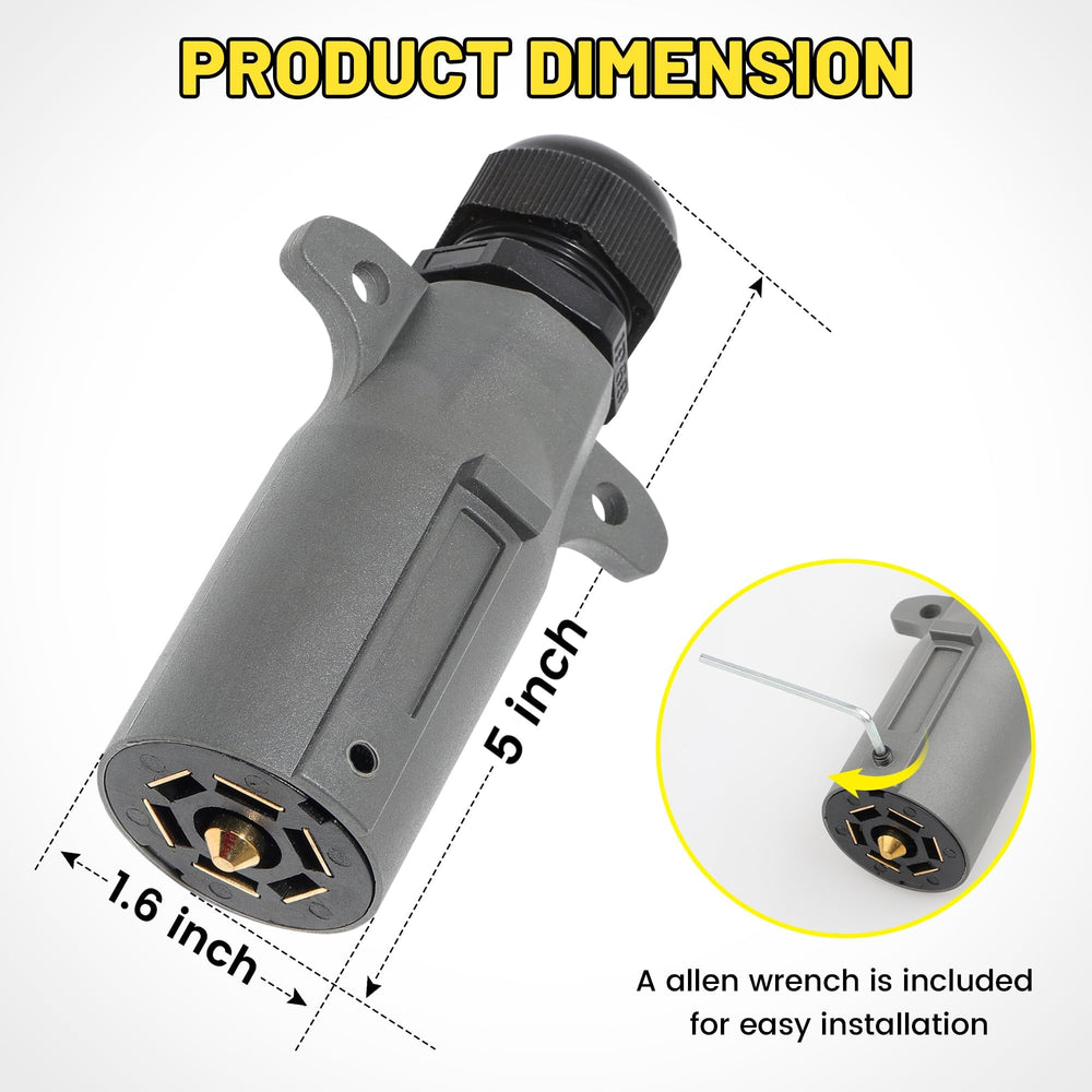 Oyviny RV 7-pin plug easy installation with color-coded terminals.
