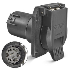 Oyviny USCAR 7-pin connector front view showing plug-and-play towing compatibility