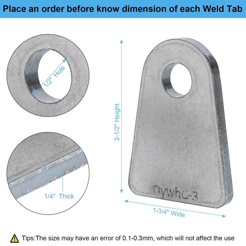 OywhC weld-on tab with 1-3/4 inch width for versatile attachment points