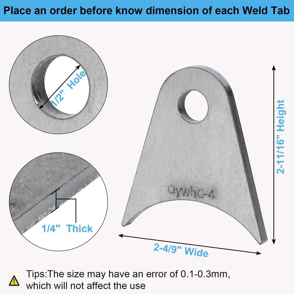 OywhC weld-on tab width 2-4-9 inches supports versatile fits