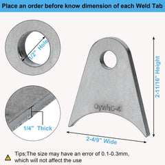 OywhC weld-on tab width 2-4-9 inches supports versatile fits