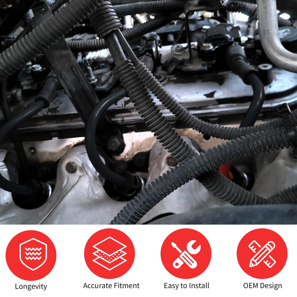 Ozikutech spark plug wires installed in engine bay; precise Chevy fit