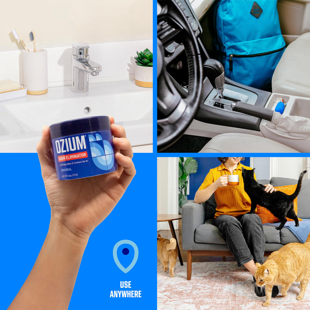 Ozium Original scent gel ready to neutralize common car odors