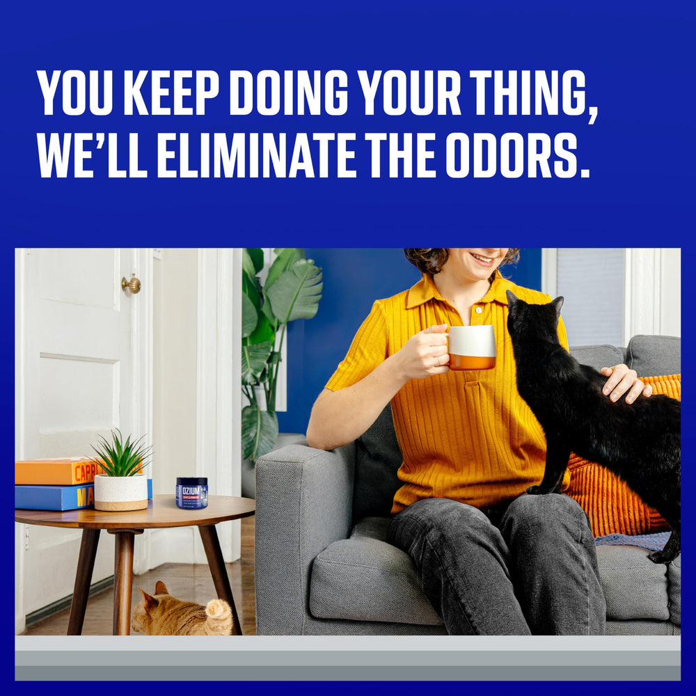 Ozium Odor Eliminating Gel New Car scent keeps car interior smelling fresh.
