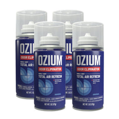 Ozium Original 2oz bottle shot delivers fast air refresh and odor reduction.