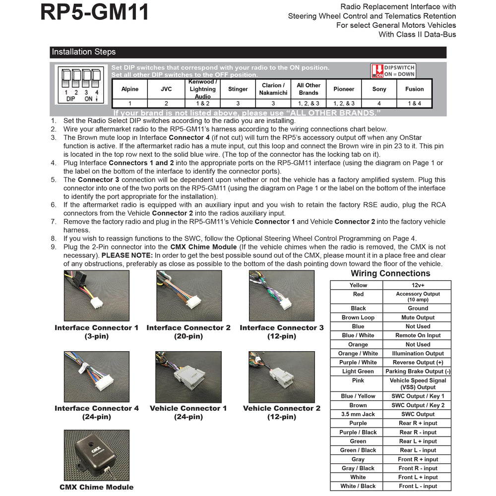 PAC RadioPRO5 RP5-GM11 Bose amplifier compatibility with factory audio