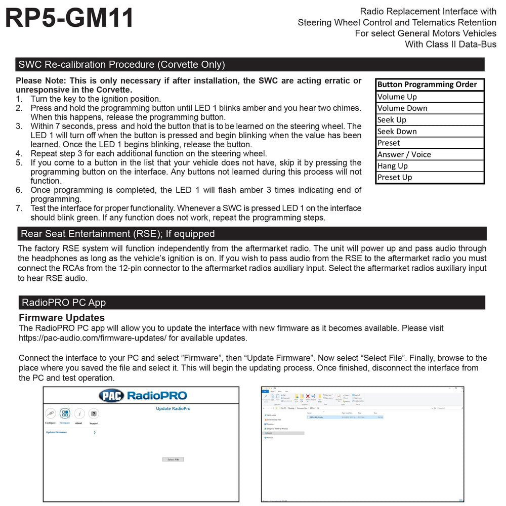 PAC RadioPRO5 RP5-GM11 USB firmware updates ready