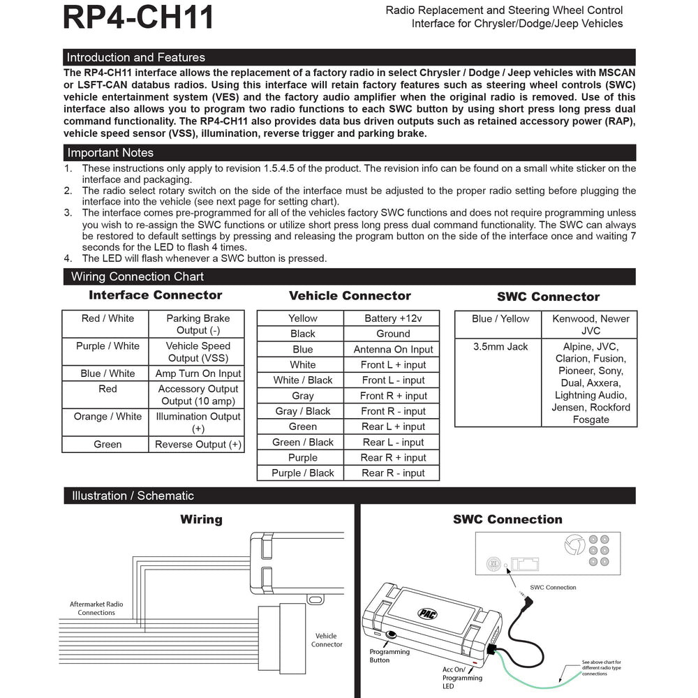 PAC RP4-CH11 dash install depiction of a clean installation behind the factory dash