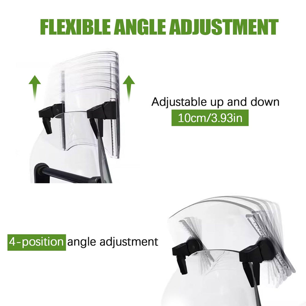 PACEWALKER adjustable clip-on windscreen demonstrates four-angle positioning