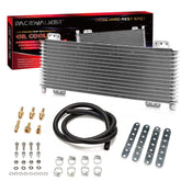 PACEWALKER transmission oil cooler front view showing interface with radiator for cooling