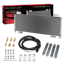 PACEWALKER transmission oil cooler front view showing interface with radiator for cooling