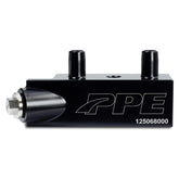Pacific Performance PPE bypass valve, billet aluminum, improves transmission cooler flow.