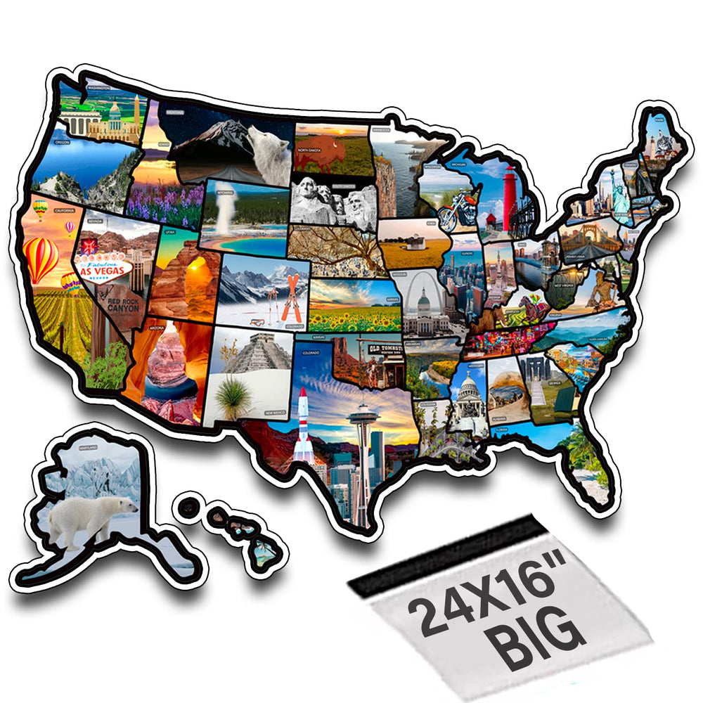 Pacify RV US map sticker sheets show all 50 states for easy trip tracking.