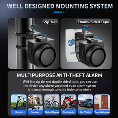 PADONOW IPX5 waterproof alarm suitable for bicycles, scooters, cars and more.