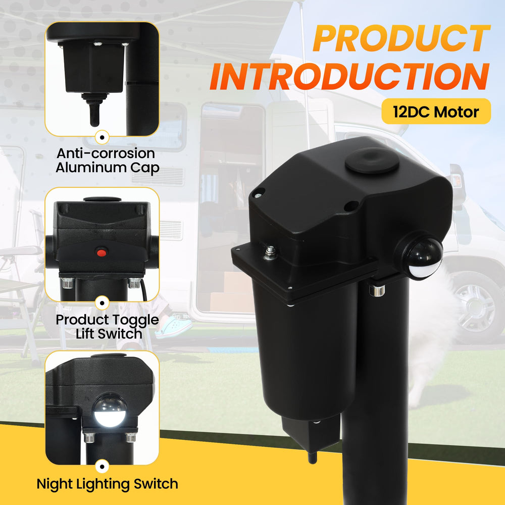 Pafessa 12V electric tongue jack with 150W motor for reliable operation.