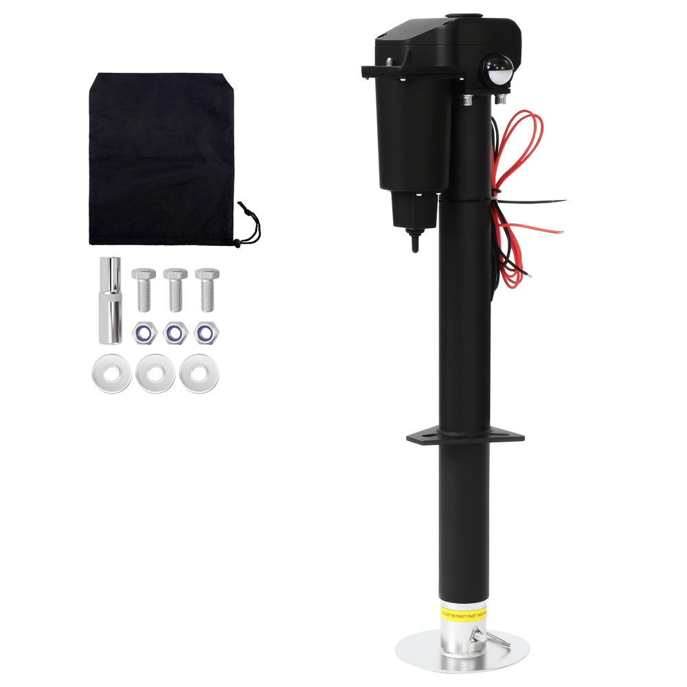 Pafessa 12V electric tongue jack showing mounting holes for quick RV installation.