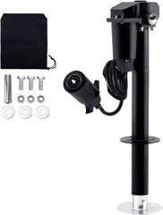Pafessa 12V tongue jack front view with 7-pin plug for easy trailer operation