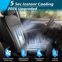 Paffenery cooling seat cover side angle showing airflow channels for even cooling.