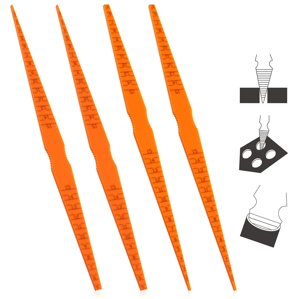 PAGOW 4-pack door panel gap gauge with orange body and black scale.
