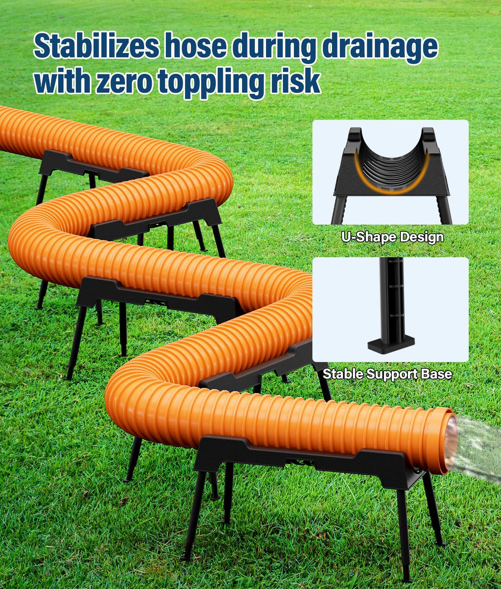 PAHTTO RV sewer hose support height adjustable feature enables stable drainage on uneven ground.