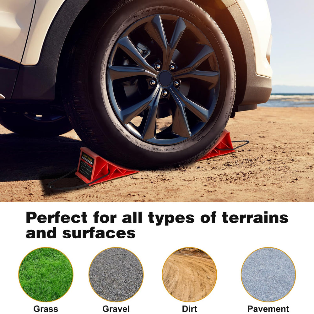PAHTTO wheel chocks are compact and stackable for travel and storage.