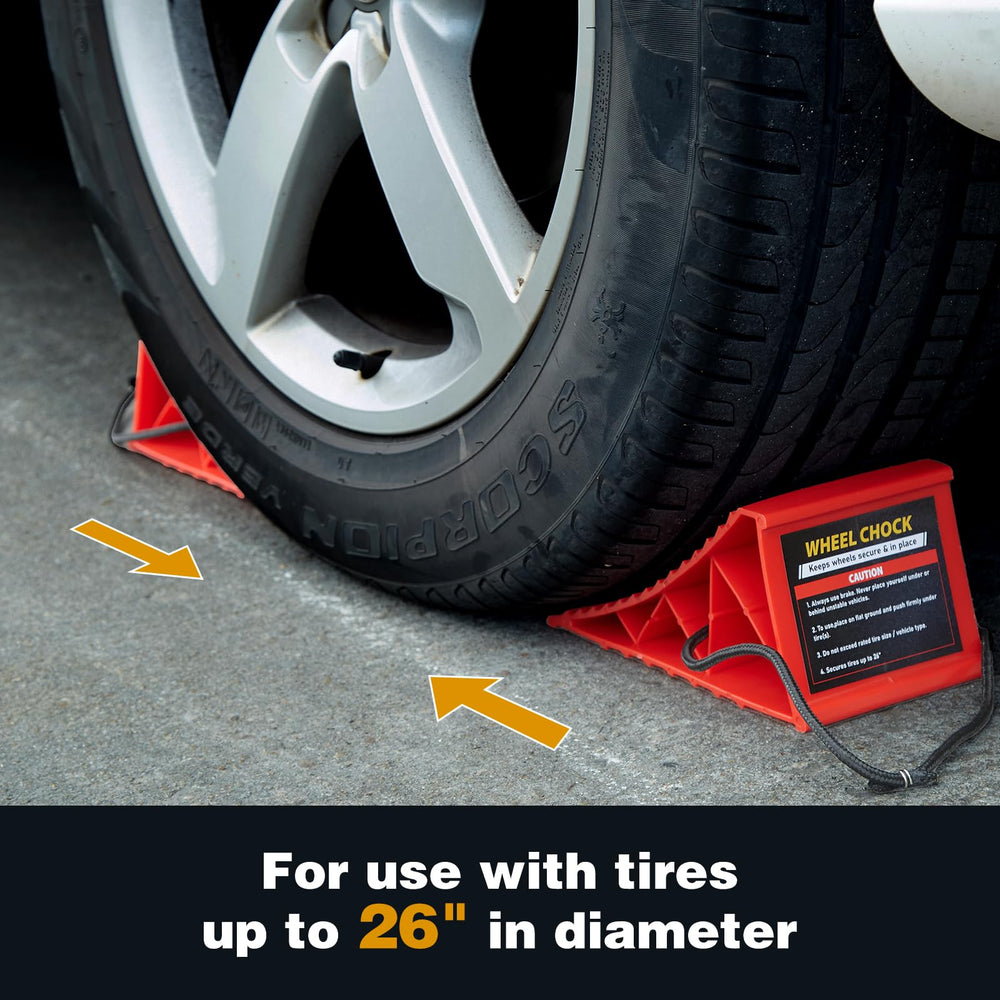 PAHTTO wheel chocks include rope for easy removal and safe handling.