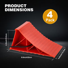 PAHTTO wheel chocks with triangular fit secure tires on uneven surfaces.