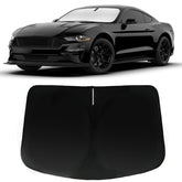 PAIMOHO windshield sun shade installed on Mustang for precise fit and interior protection.
