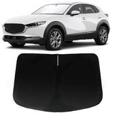 PAIMOHO windshield sun shade on Mazda CX-30 front window blocks UV rays and glare.