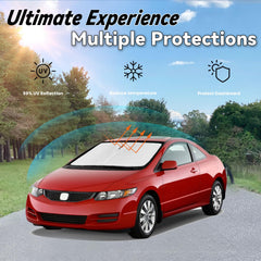 PAIMOHO 99% UV-reflective windshield shade for Civic—keeps cabin cooler.