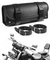PAIYUE motorcycle handlebar bag side view highlighting durable PU leather