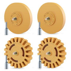Pakeed eraser wheel kit front view showing durable 4in rubber wheels for decal removal