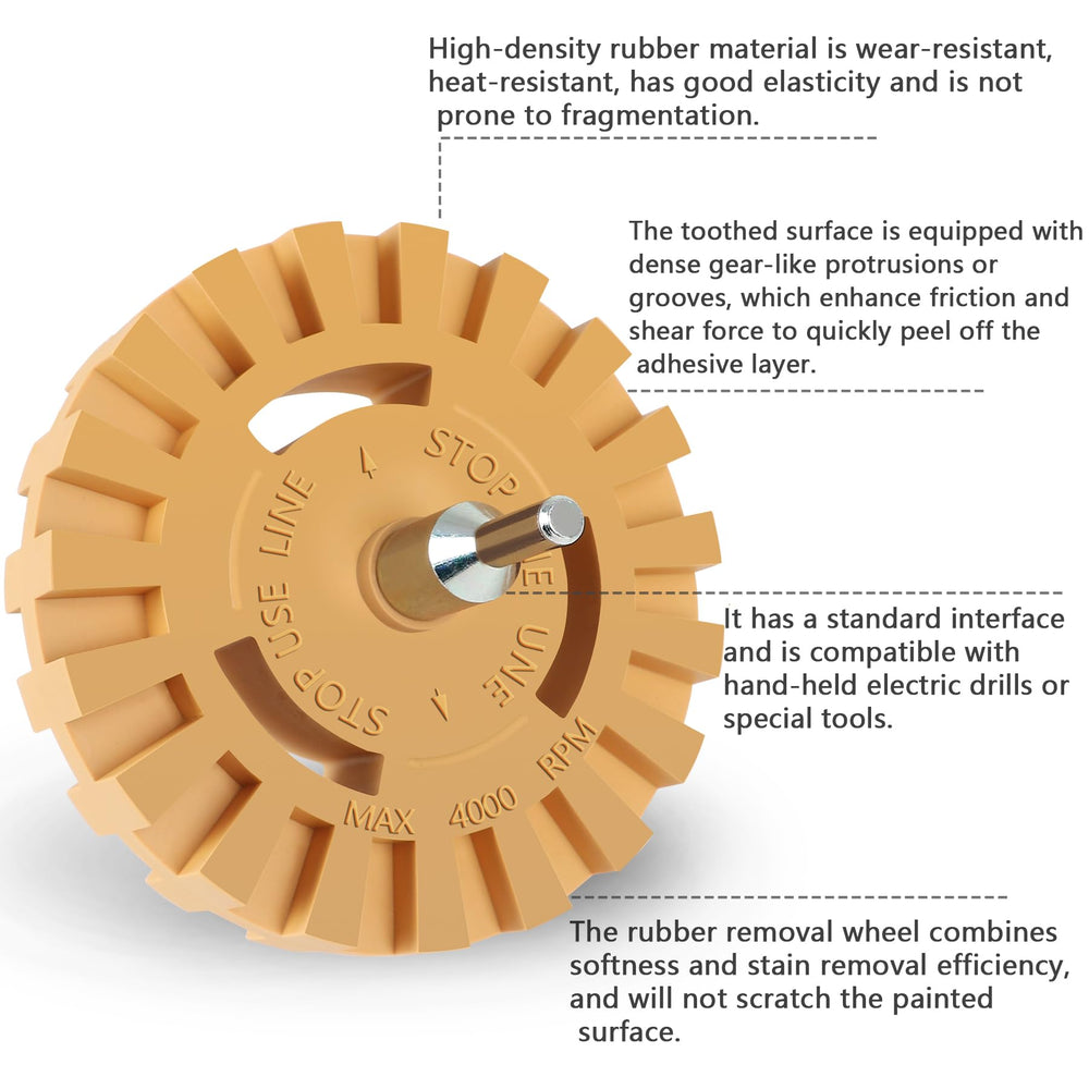 Pakeed eraser wheel used on car decal removal for a clean finish